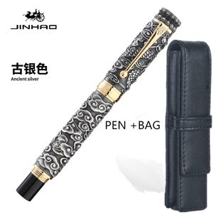 Гель -ручки Jinhao Vintage Роскошная металлическая ручка Golden Dragon Cloud Heavy M Point 07