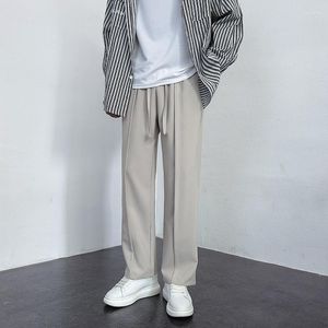 Pantaloni maschili 2023 Stupta casual primaverile Corea Fshion dritta per pantaloni elastici larghi gamba maschio nero grigio