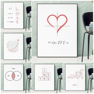 Posters de amor romântico fórmula matemática Pintura de lona de parede Arte nórdica para a sala de casamento Decoração de casa sem moldura wo6