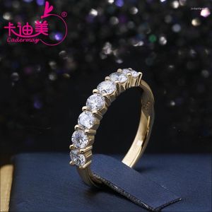 Cluster Rings Cadermay Trendy HPHT CVD Diamond 18K Gold 3,25mm F VS2 Round Lab Grown Moissanite Engagement Wedding Ring Jewelry