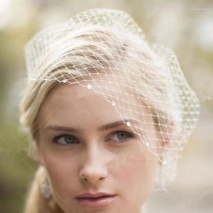 Bridal Veils White Face For The Bride Hair Accessories Wedding Black Ivory Crystal Beaded Net Birdcage Fascinator Elegant Charming Veil