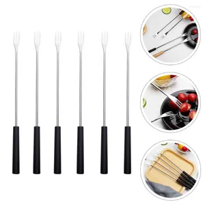 Dinnerware Sets 6 Pcs Chocolate Fondue Fork Handle Forks Cutlery Set Helpful Fruit Exquisite Pp Kitchen Tool Household