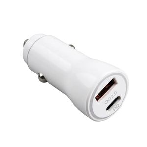 Snabb laddning 20W PD -billaddare QC 3.0 Dual Port Quick Charge USB Typ C Car Charger för iPhone Mobiltelefon