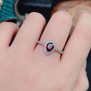 Cluster Rings Classic Sterling Silver Garnet Ring for Daily Wear 4mm 6mm Pear Cut Natural januari Birthstone