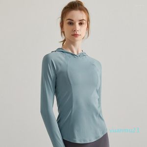 Yoga Outfit Summer Thin Women Running T-shirt Fitness Long Sleeve Tops Quick Dry Training Breathable Hooded Sports Clothing