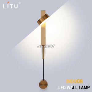 Wall Lamps Led indoor wall lamps rotation dimming switch led wall light modern stai wall deco wall sconce livingroom golden led luminaire HKD230814