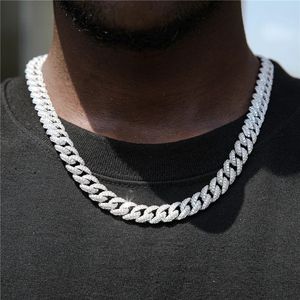 10mm 20mm Double Row Zircon Cuban Chain Men's Necklace Personalized Hip Hop Fashion Jewelry Cross Border Necklace