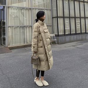 Women's Trench Coats Winter 2023 Long Jacket Parkas Women Streetwear Lapel Thick Warm Knee-High Female Solid Oversized Down Cotton Jackets