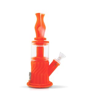 Waxmaid Double Percolator Water Pipe in vetro Glass Bongs Annunci Multi funzioni arancione 4 in 1 Honeycomb Silicone Cured Silicone US Warehouse Ordine al dettaglio Spedizione gratuita