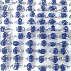 Mieszane działki naturalne lapis lazuli pierścienie pół szlachetny kamienny pierścień damski 50pcs/działka dla kobiet