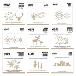 Enrole de presente Christmas Deer Snow Tree House Metal Cutting Die Scrapbook Relevued Paper Cuttle Modelo de corte de estênceis 2023