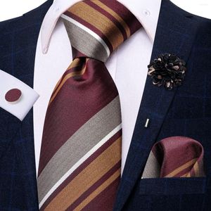 Laço de laço 2023 vermelho listrado branco listrado hi-tie tie masculina luxo de 8,5 cm de seda de seda gravata