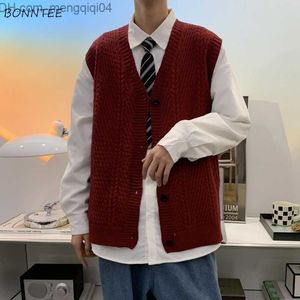 Herrenpullover Pullover Tanktop Herren Strick Frühling Herbst Koreanische Mode ärmelloses Gurt Schultergurt voll passende Kleidung Klassiker Solid Herren Z230815