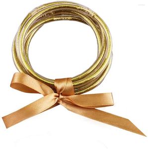 Bangle 5st/set glitter gelé armband armband set för kvinnor fyllda silikon buddha flickor