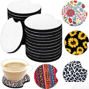 Party Favor SubliMation Blanks Neoprene Car Coasters Pads Drink Cup Holder Cups Mugs Mat Contrast Home Decor Accessories Dh5499 Drop DHLT7