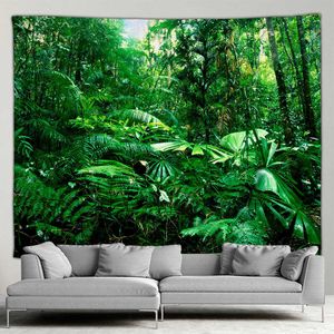 Tapestries Forest Waterfall Landscape Tapestry Outdoor Garden Poster Nature Tropical Greenery Simple Modern Style Wall Hanging Wall Screen