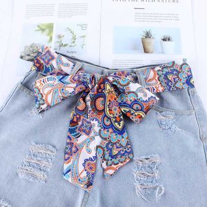 Gürtel Neue Mode Frauen Stoff Designer Gürtel Ribbon Chiffon Druckknoten Seil für Kleider Jeans breite Bund Gürtel