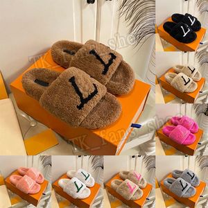 Louis Vuitton LV Fluffy Slippers شتاء داخليّ فرو منزلق سيدة شاليه رقيق خف خف قطيفة منصة بغل فاخر مصمم 【code ：L】