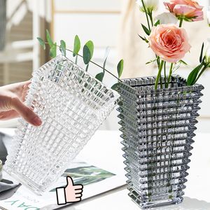 花瓶明るいガラス花瓶の家の装飾明るいクリスタルガラス花瓶のドライフラワーデスクトップ装飾装飾の装飾装置230812