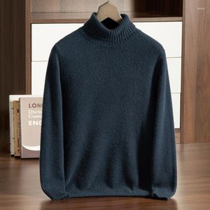 Męskie swetry Zocept Wysokiej jakości sweter z golfem dla mężczyzn zima kaszmir kaszmirowy zagęszczony zwykły stały kolor długi rękaw miękkie ciepło