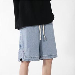 Män jeans herrar sommar lös rak ben casual ficka denim jean klippa fit byxor män e stretch kläder för