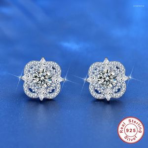 Orecchini per borchie Geoki Perfect Cut Total 1 Ct Passato Diamond Test D Colore VVS1 Moissanite Four Stars 925 Gioielli in argento sterling