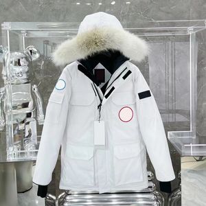 Designer winter down jacket men women fashion trend fur parkas lovers thickened warmth feather waterproof warm outdoor coat white