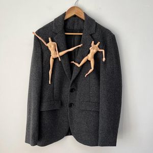 Abiti da uomo a colori solidi maniche lunghe bambola semplice blazer causali per uomo cappotto sciolto a petto singolo 2023 marea estiva 21f3686