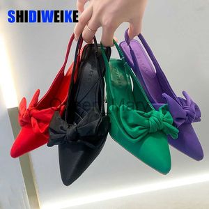 Dress Shoes SDWK Summer Brand Women Slingback Sandals Shoes Fashion Bowknot Pointed Toe Slip on Ladies Elegant Dress Pumps Shoes AD3867 J230815