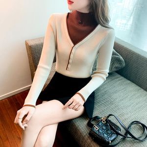 Women's Sweaters Turtleneck Knit Sweater For Women Autumn And Winter Woman 2023 Fashion Bottoming Splicing Long Sleeves Pullover