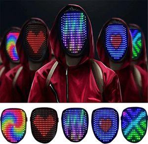 Maschere per feste LED Maschera con gesto di rilevamento della maschera Light Up 50 Display per bambini uomini donne Led Halloween Costume Cosplay 230814