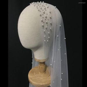 Bridal welon o długości 2 m Pearls Wedesing Veil Tiul 1t Elegancka impreza panny młodej z koralikami bez grzebienia