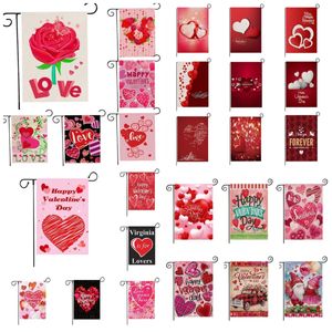 Valentinstag Gartenflagge Hof romantische Blume Love Party Flags Willkommen Hof Banner Leinen Material P40