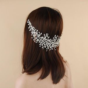 Copricapo di copricapo con accessori per capelli di strass lucenti per spose di nozze con fascia d'argento oro affascinanti d'argento