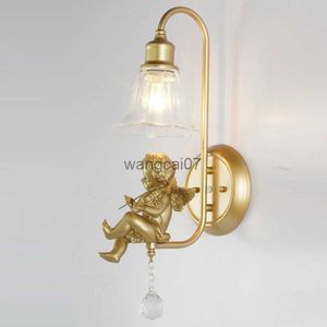 Lampy ścienne nordycka kreatywna retro lampa lampa ścienna sypialnia sypialnia nocna lampa salonowa lampa korytarza francuska lampa ścienna HKD230814