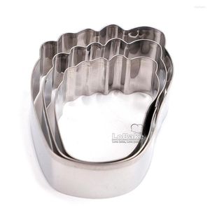 Baking Moulds 3pcs Small Foot Print Sole Shape 430 Stainless Steel Cookie Cutter Biscuit Fruit Fondant Mold Fried Egg Molds DIY Cake Tools