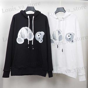 Designer masculino Hoodie Man Angel Teddy Bear Woman Selta de Mata Longa Pullover Casual Black T230814