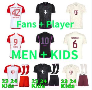 Jerseys de futebol do Bayern de Munique Kane 23 24 Gravenberch Sane de Ligt Muller Davies Kimmich Football Top Shirts Men Kit Kit Coman 2023 2024 Fãs Uniformes Jogador