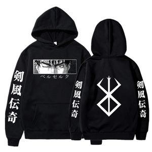 Moletom moletons masculinos Japão Anime Anime Berserk Hoodies outono de inverno manga longa unissex harajuku pullovers de rua mangá gráfico y2k roupas de moletom 230814