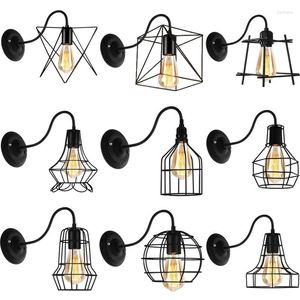 Lâmpada de parede LED Vintage Industrial Cage Light retro Loft Lâmpadas preta Sombra E27 Luzes de armazinha da decoração de decoração interna Escada