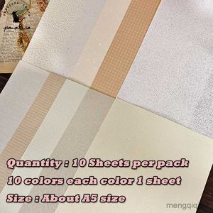 Present Wrap PanalisAcraft 10sheets A5 Mixed Colors Cream Fabric Texture Paper Fancy Premium Card Pack Light Weight Craft Paper Card Paper R230814