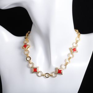 Guldhalsband designer halsbandsbricka designer för kvinnor halsband diamantgräns klöver armband smycken set bröllop gåva