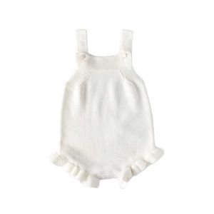 Mais recente primavera outono roupas de bebê ins criança menina camisola casaco branco plissado malha macacão meninas meninos