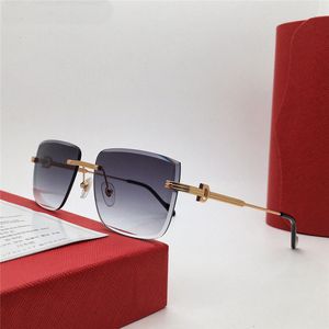 New fashion design cat eye sunglasses 0248O rimless frame cut lenses simple and popular style outdoor uv400 protection glasses