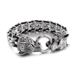 Charm Armbänder Edelstahl Herren Mode 7-9 Zoll Biker Wolfkopf einzigartige Link Armband Kette Accessoires 230814