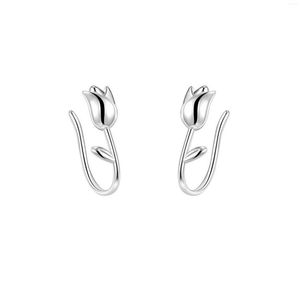 Brincos de costas S999 Sterling Silver Hypoalergenic Mini Tulip Hook Metal Declarent