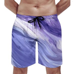 Men's Shorts Marble Print Board Summer Watercolor Flow Abstract Classic Short Pants Sportswear Quick Dry Design Swimming Trunks