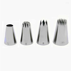 Baking Moulds 4Pcs Large Icing Piping Nozzle Russian Pastry Tips Tools Cakes Decoration Set Stainless Steel Nozzles Cupcake Cake