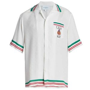 Casablanca Short Style Shirt Fairy Tale Castle Print Löst montering av herr- och kvinnors trendiga korta ärmskjortor Casablanc