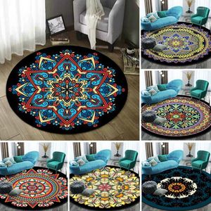 Carpets Ethnic Style Circular Carpet Retro Mandala Northern Europe Tea Table Hanging Basket Living Room Bedroom Bedside Floor Mat